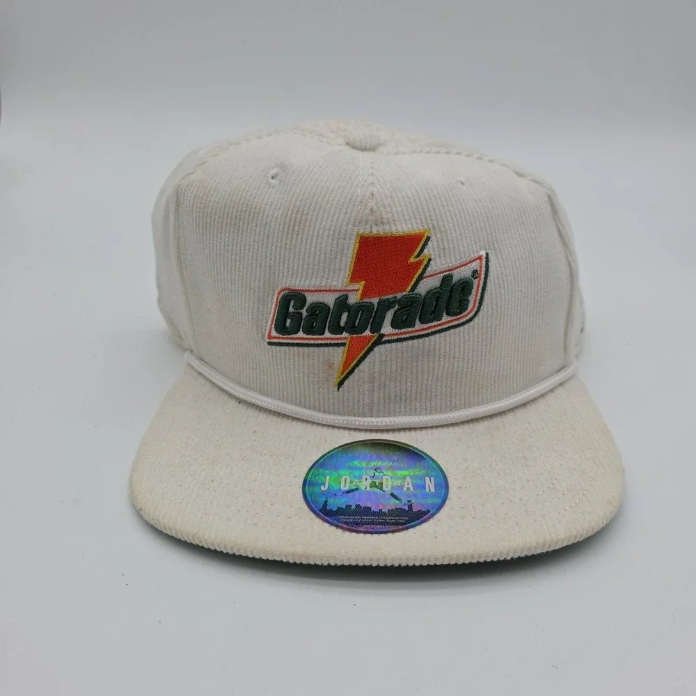 Gatorade x Air Jordan Hat Men White Green Corduroy Jumpman Snap Back Cap New